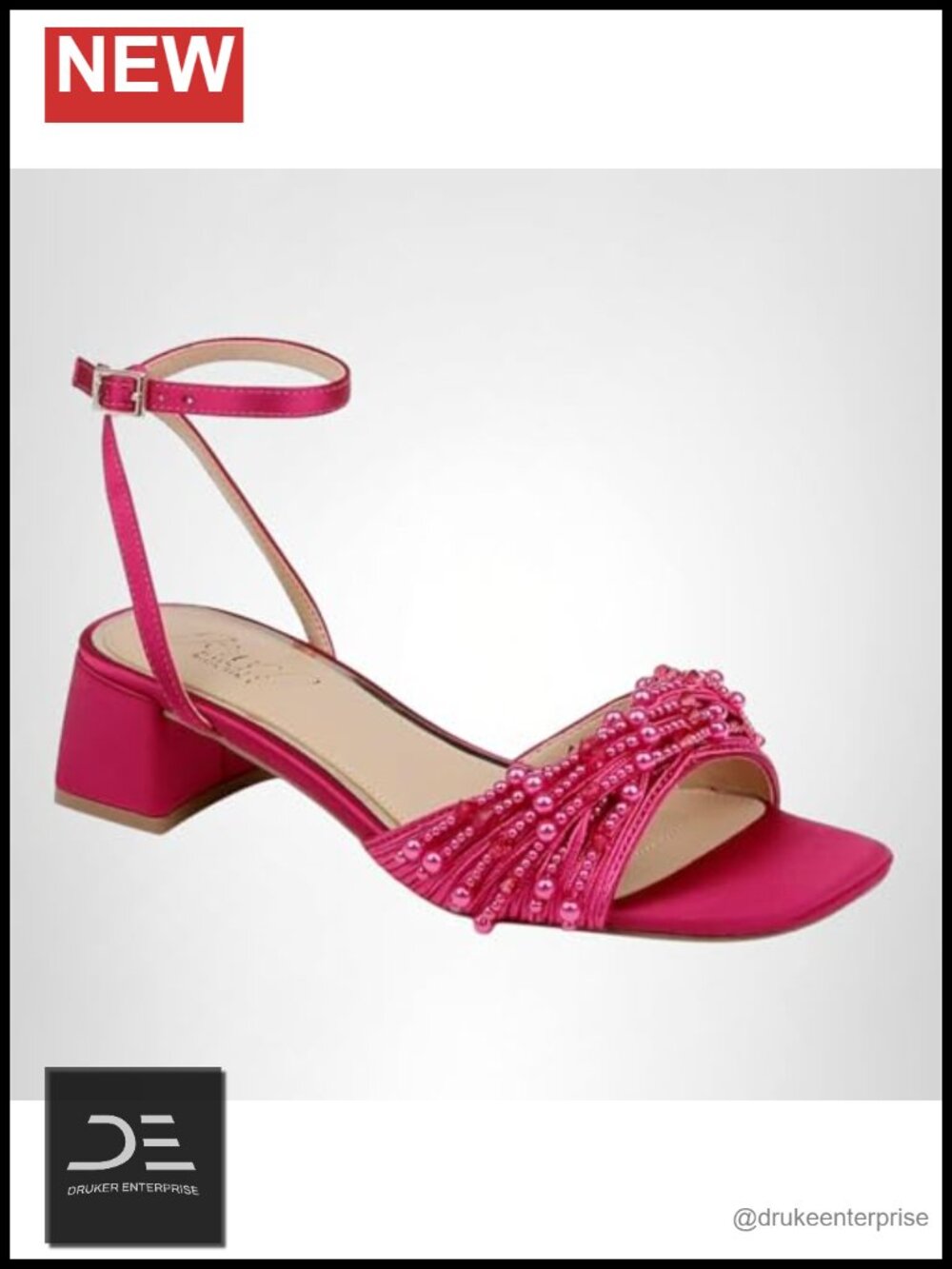 Satin Block Heel Sandals with Ankle Strap Peep Toe